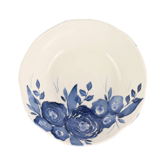 Viva by Vietri Blue Camellia Shallow Serving Bowl - top