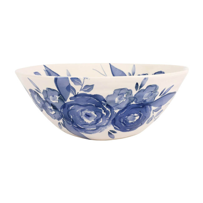 Viva by Vietri Blue Camellia Deep Serving Bowl